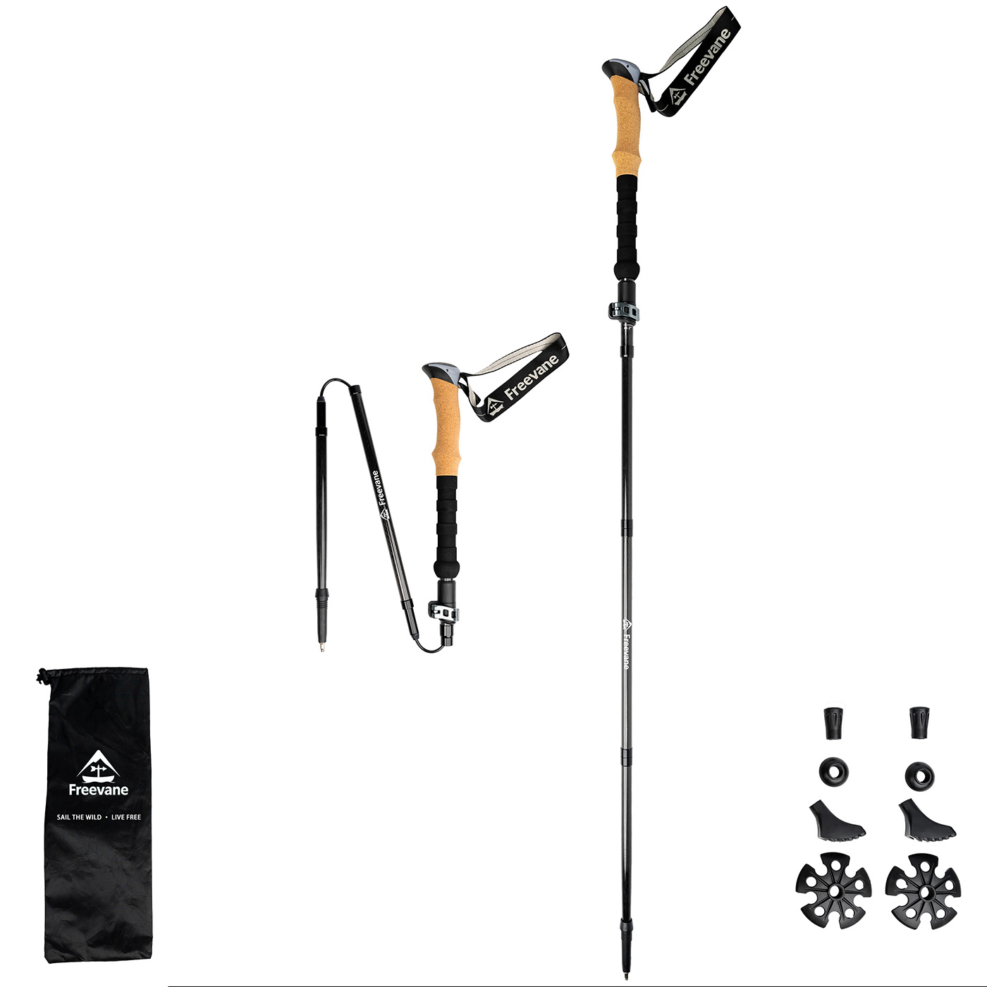 Carbon Fiber Trekking Poles Ultralight Pair - Par de Bastones de Senderismo de
