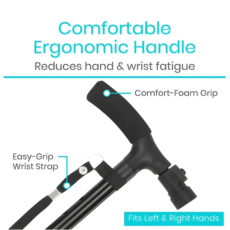 Bastón plegable con luz LED, a - Folding Walking Sticks Hiking Adjustable reseña y precio