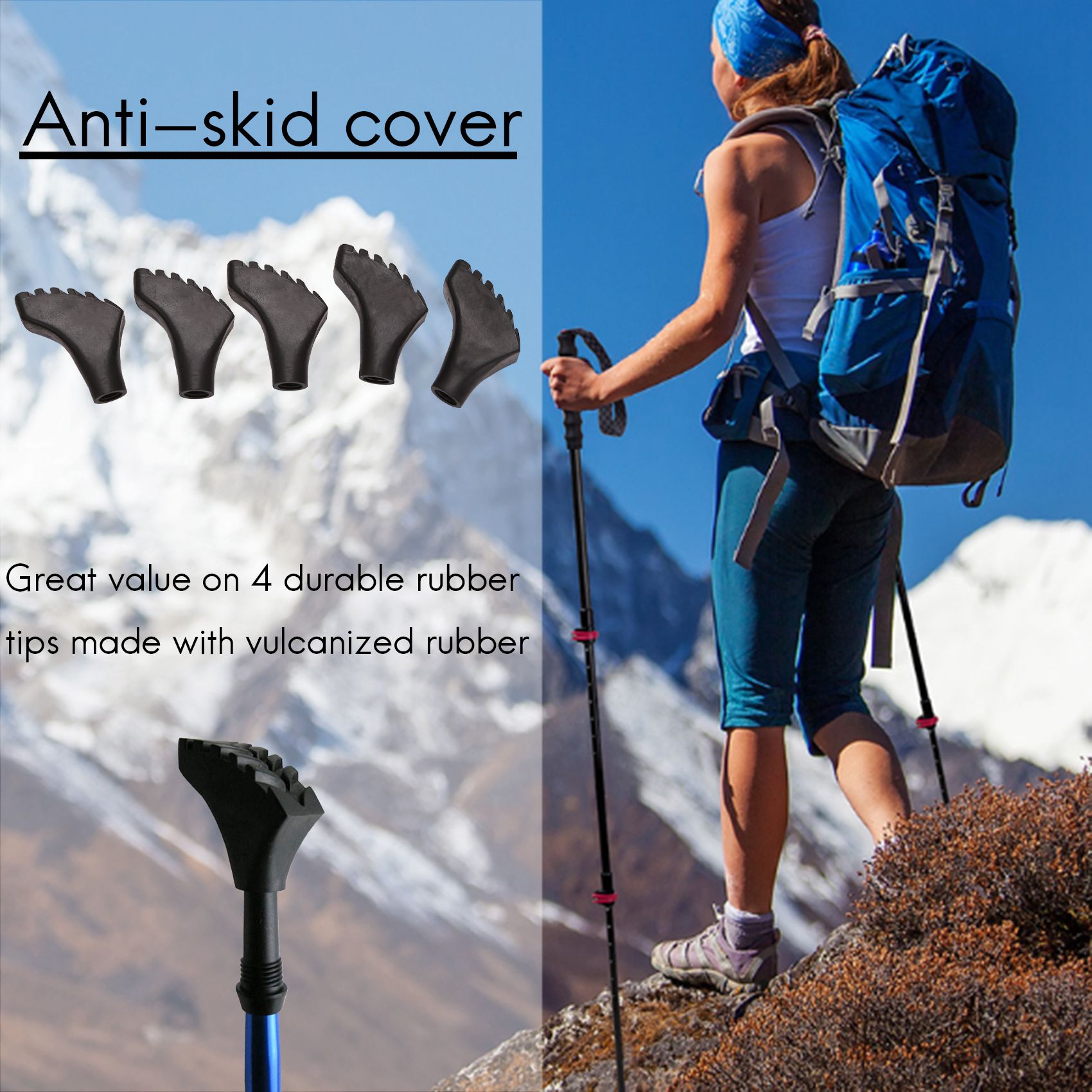 HOTB72A Paquete de cuatro punt - Trekking Pole Rubber Tips Feet Replacement reseña y precio