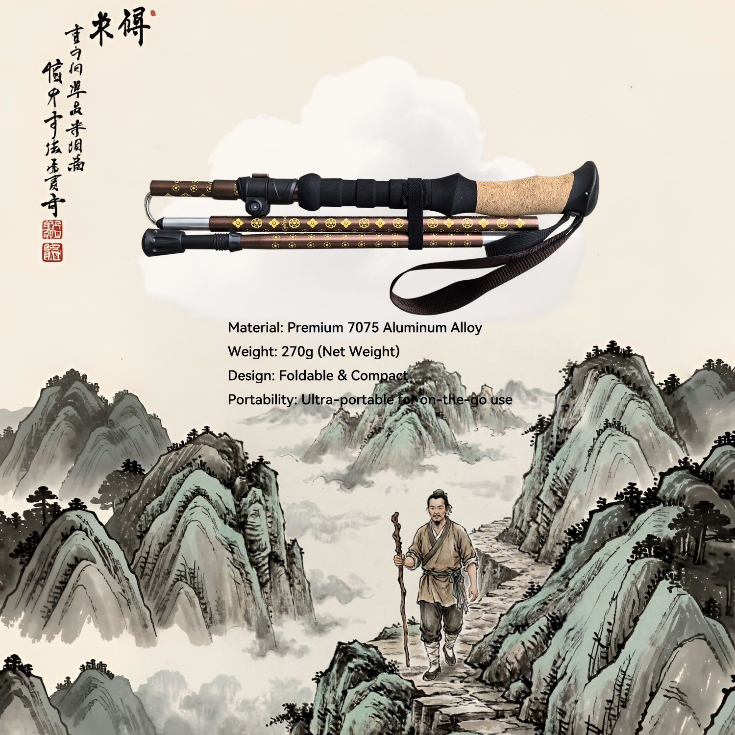 Bastón de Senderismo Plegable  - Folding Walking Sticks Hiking Adjustable reseña y precio