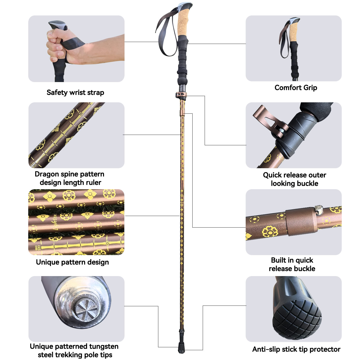 Bastón de senderismo plegable  - Folding Walking Sticks Hiking Adjustable reseña y precio