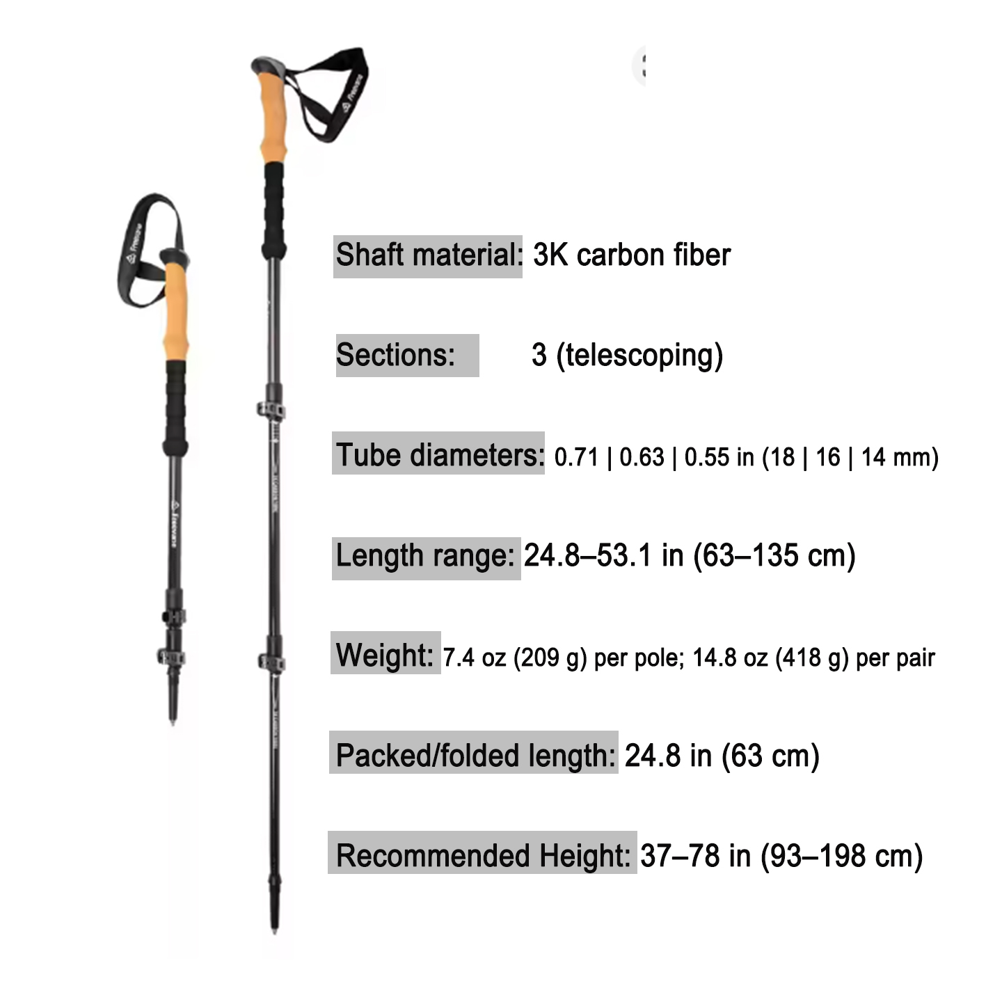 Bastones de Trekking Telescópi - Carbon Fiber Trekking Poles Ultralight Pair reseña y precio
